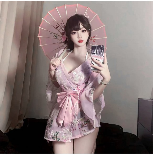 FEE ET MOI - Embroidered Floral Kimono (Pink) FEE ET MOI - Embroidered Floral Kimono (Pink)